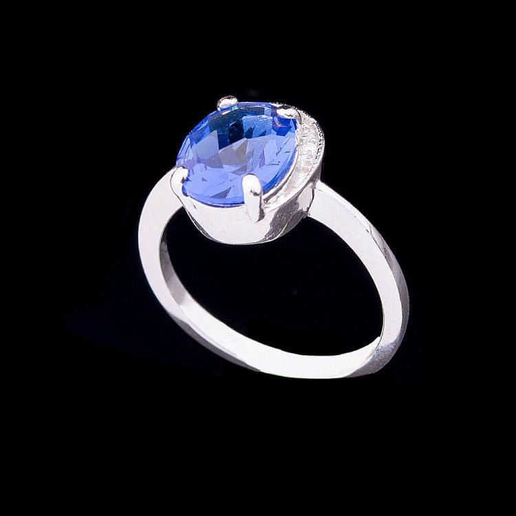 Каблучка з синіми фіанітами к5 від ювелірного магазину Онікс - 2