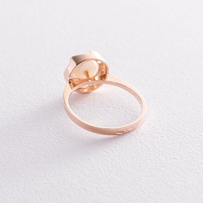 Золотое кольцо (жемчуг, фианиты) к06747 №4