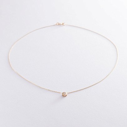 Золотое колье с фианитом кол01640 №3