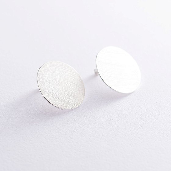Серебряные серьги "Кометы" (матовые) 2.1 см 122768 №2