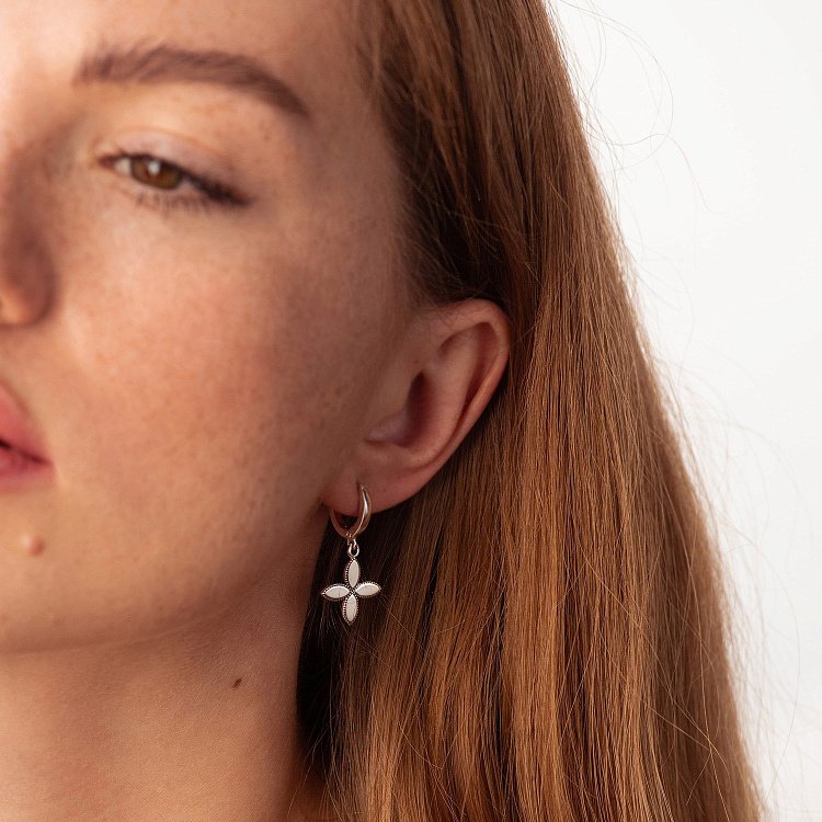 Срібні сережки "Конюшина" 122865 від ювелірного магазину Онікс - 1