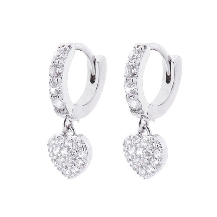 Срібні сережки з сердечками (фіаніт) 122436 від ювелірного магазину Онікс