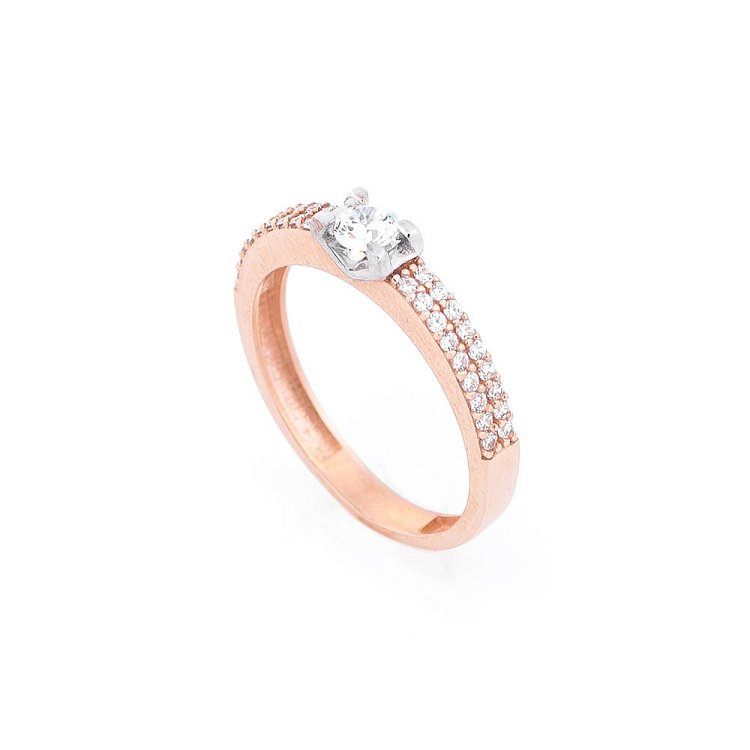 Заручальна золота каблучка (фіаніти) к03837 від ювелірного магазину Онікс