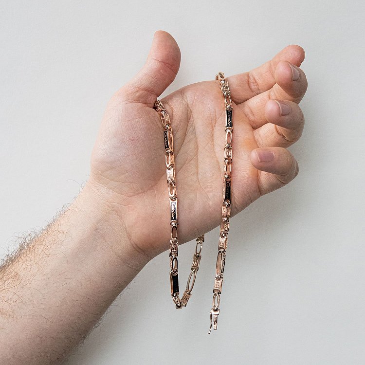 Мужская золотая цепочка (эмаль) (0.6 см) Ц0001 от ювелирного магазина Оникс - 1