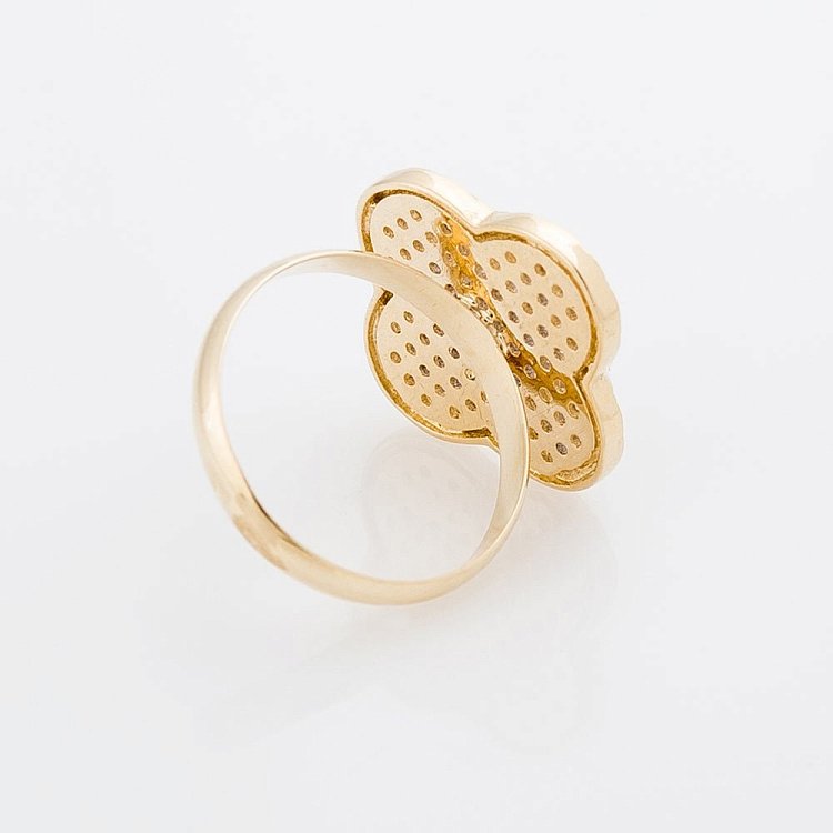 Золота каблучка "Конюшина" (фіаніти) к04771 від ювелірного магазину Онікс - 2