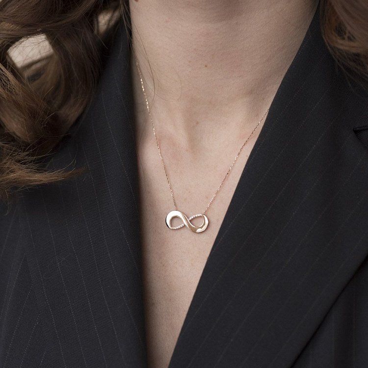 Золоте кольє "Нескінченність" (фіаніти) кол01076 від ювелірного магазину Онікс - 1