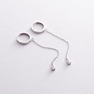 Сережки - кільця "Крапельки" з фіанітами (біле золото) с08350 от ювелирного магазина Оникс - 8