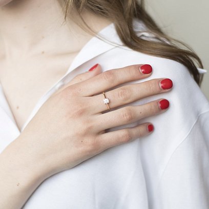 Золотое помолвочное кольцо (цирконий Swarovski) к06229 №4