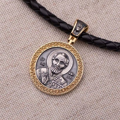 Срібна підвіска "Св. Миколай" позолота 132471 №5