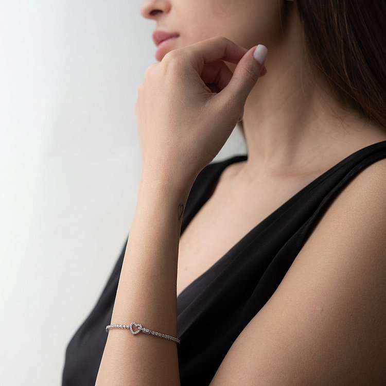 Золотой браслет "Сердце" с бриллиантами бб0023са от ювелирного магазина Оникс - 5