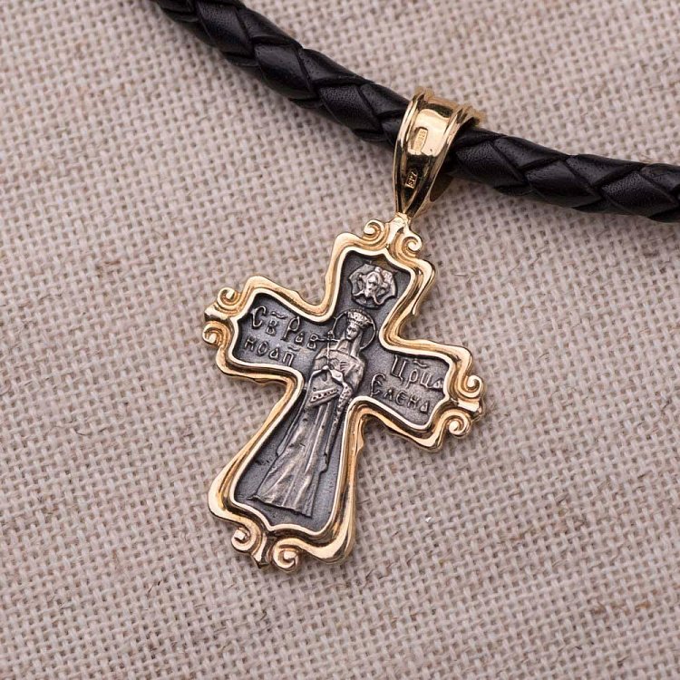 Серебряный крест "Распятие" с позолотой 132406 от ювелирного магазина Оникс - 1