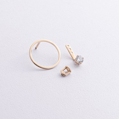 Серьги - джекеты "Greys" в желтом золоте (фианиты) с09069 №5