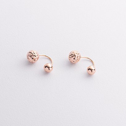 Серьги "Шарики" в красном золоте с09322