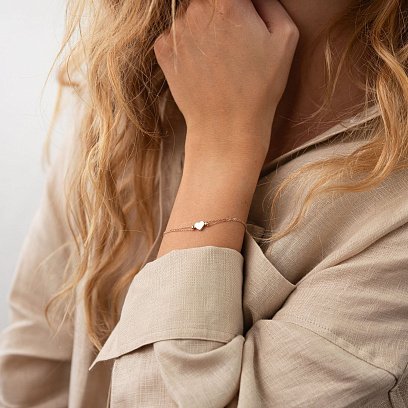 Двойной золотой браслет "Сердечко" б05103 №4