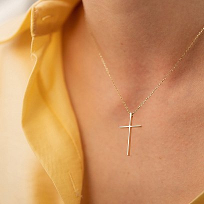 Колье "Крестик" в желтом золоте кол01704