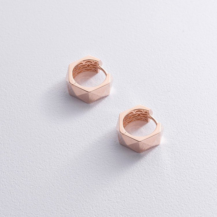 Сережки - кільця "Anna-Lisa" у червоному золоті с09029 від ювелірного магазину Онікс - 2