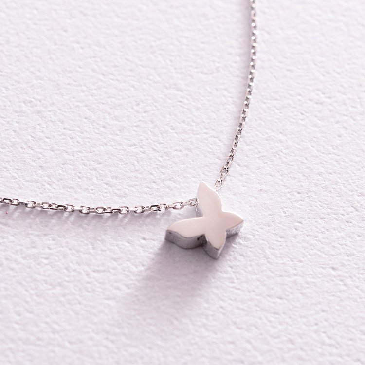 Колье "Бабочка" в белом золоте кол02148 от ювелирного магазина Оникс - 3