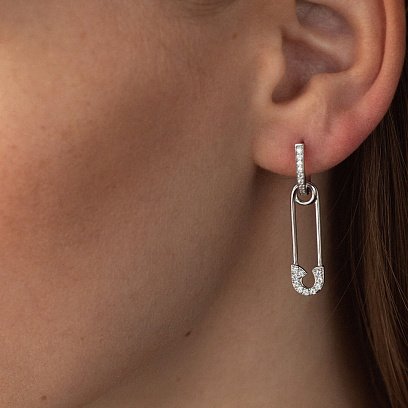 Срібні сережки "Шпильки" з фіанітами 1063 №4