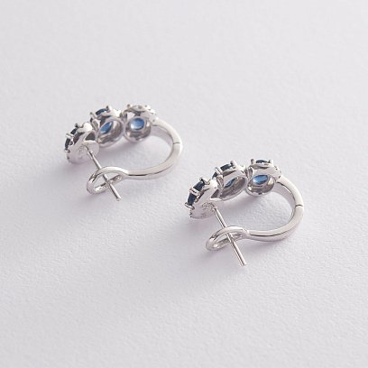 Золотые серьги (сапфир, бриллиант) сб0121dkn №3