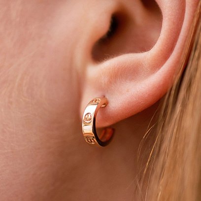 Золотые серьги - пусеты "Love" с07441 №4