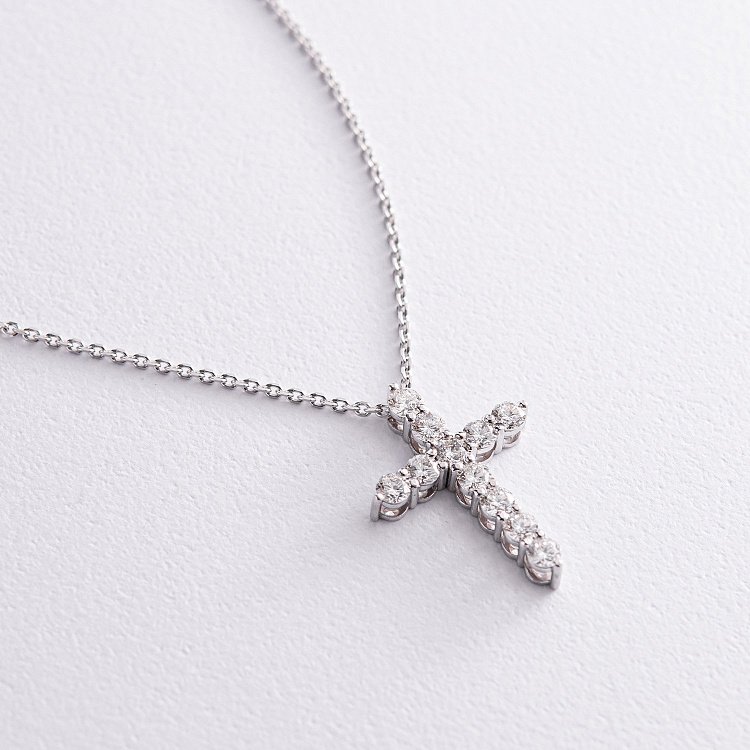 Золоте кольє "Хрестик" з діамантами 118281121 від ювелірного магазину Онікс - 2