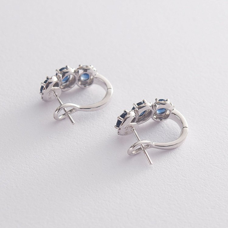 Золотые серьги (сапфир, бриллиант) сб0121dkn от ювелирного магазина Оникс - 2