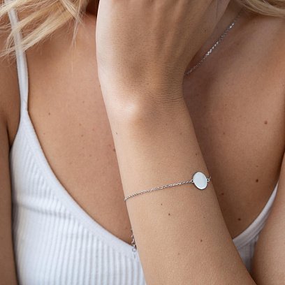 Браслет "Монетка" в білому золоті (можливе гравіювання) б04917 №6