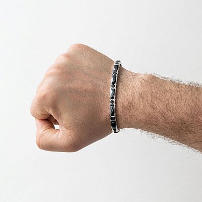 Мужской браслет из серебра с керамическими вставками ZANCAN KXB048-N №2