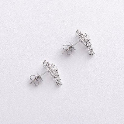 Золотые серьги - пусеты с бриллиантами сб0595nl №3