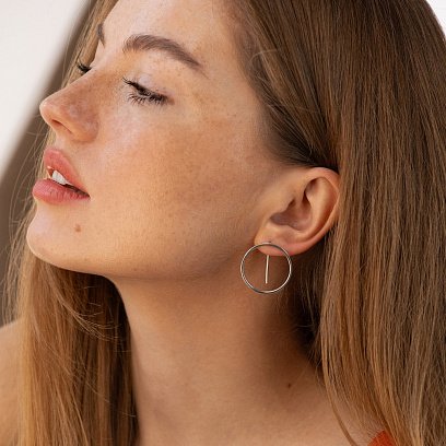 Серебряные серьги "Геометрия" (2.7 см) 122785 №3