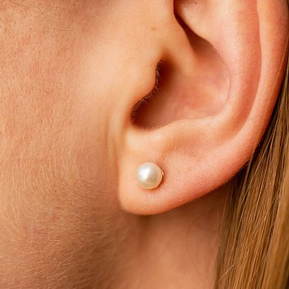 Серьги - пусеты с жемчугом (красное золото) с08893 №3