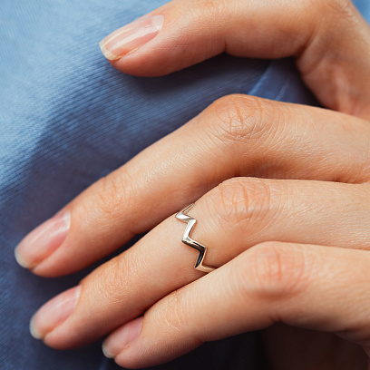 Серебряное кольцо "Zigzag" на фалангу 901-00933 №4