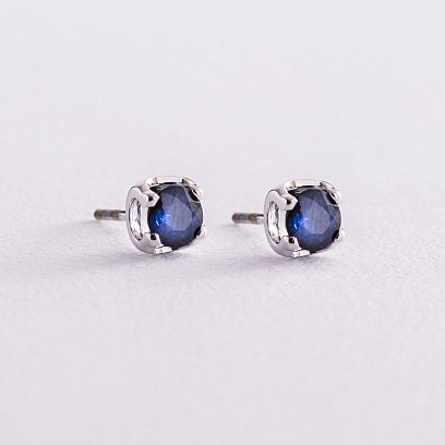 Золоті сережки - пусети "Флоранс" з сапфірами 22552