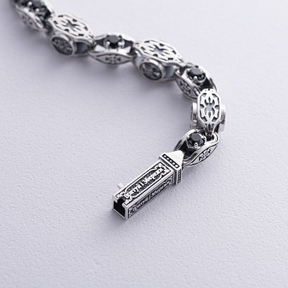 Мужской серебряный браслет "Спаси и Сохрани" (на укр. языке) с фианитами 1000б №6