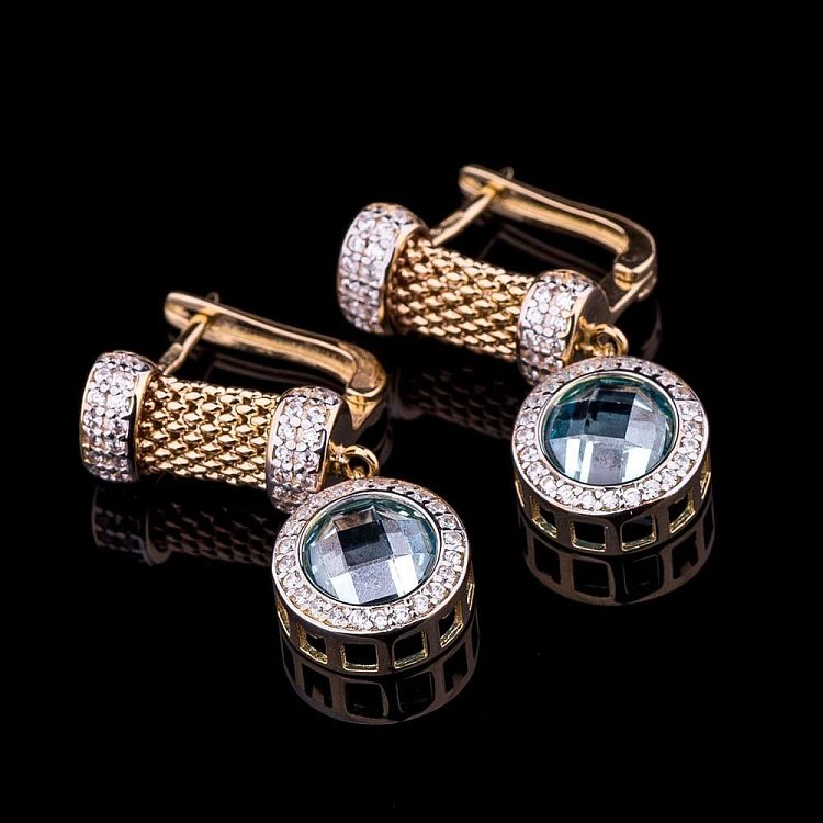 Сережки з фіанітами (плетіння "Попкорн") с03374 від ювелірного магазину Онікс - 2