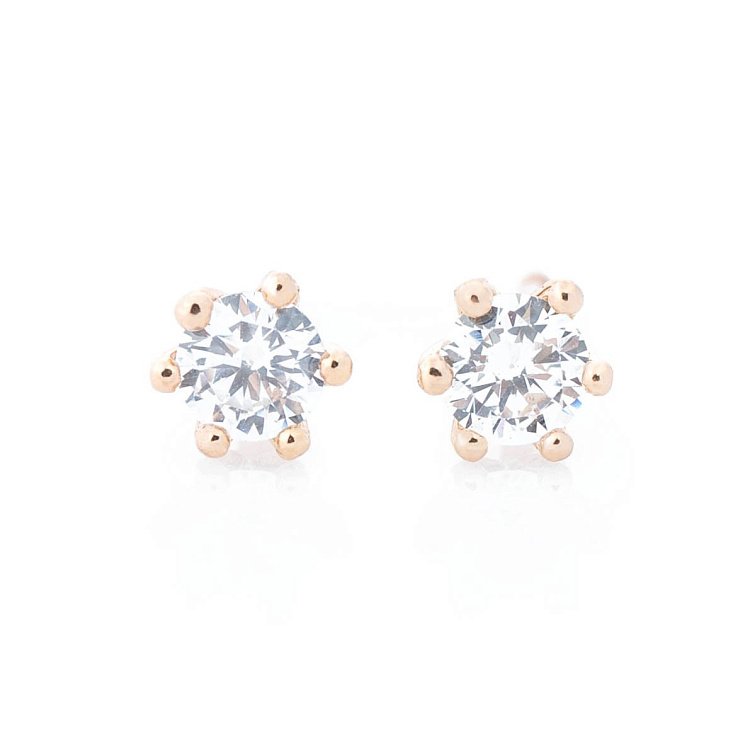 Золотые серьги-пусеты с  фианитами c01567 от ювелирного магазина Оникс - 3