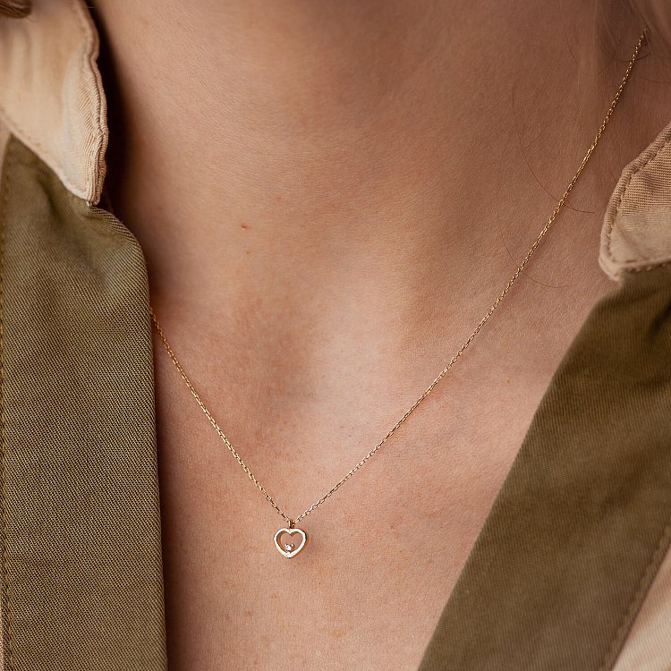 Кольє "Сердечко" у жовтому золоті кол02182 від ювелірного магазину Онікс - 4