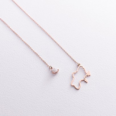 Золоте кольє - краватка "Карта України" (куб. цирконій Swarovski у формі серця)﻿ 4050 №8