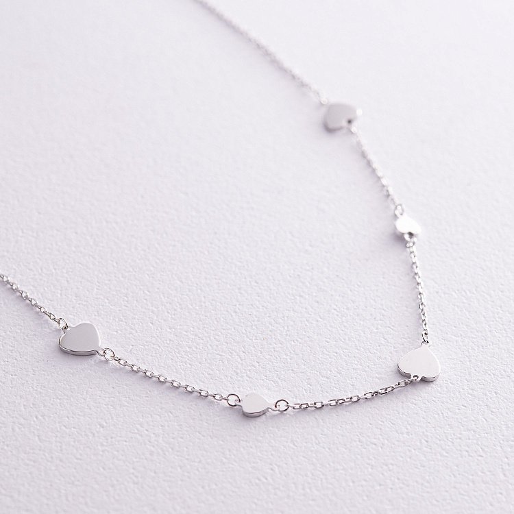 Кольє "Сердечки" у білому золоті кол02232 від ювелірного магазину Онікс - 5