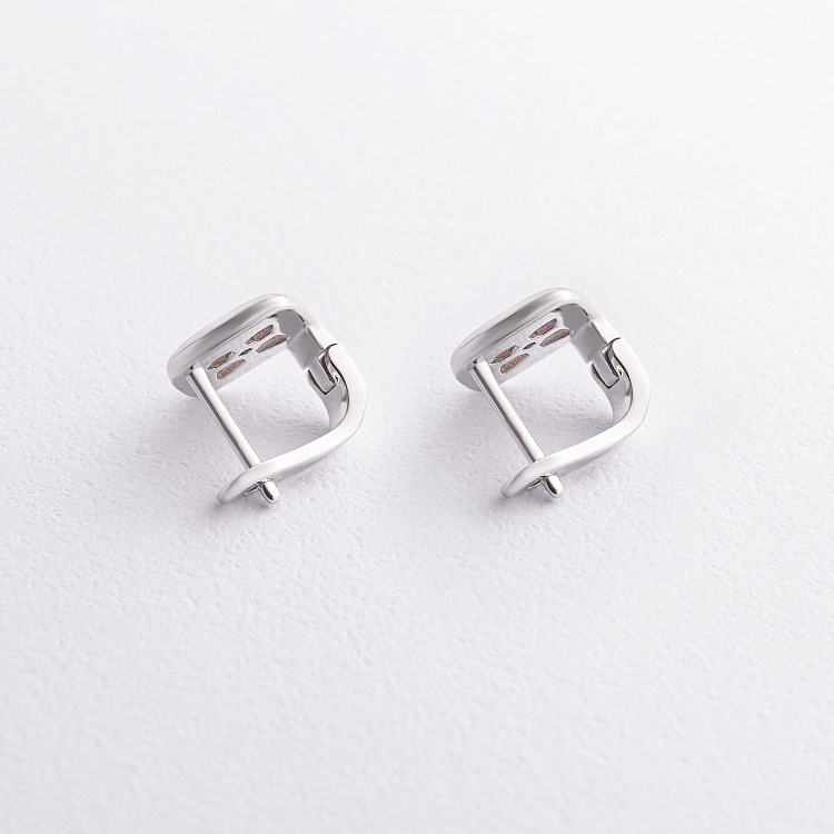 Серебряные серьги "Клевер" с перламутром 123538 от ювелирного магазина Оникс - 1