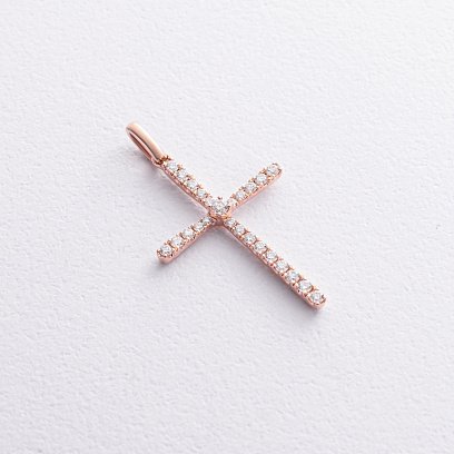 Золотой крестик с бриллиантами пб0351gm