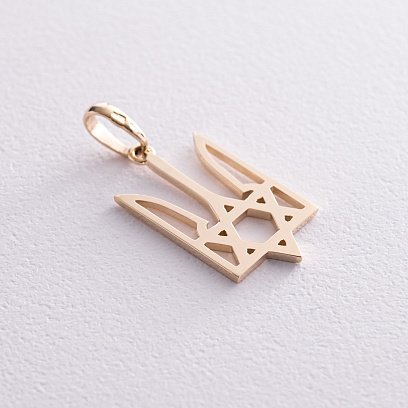 Золотой кулон "Герб Украины - Тризуб. Жидобандера" п03768 №3