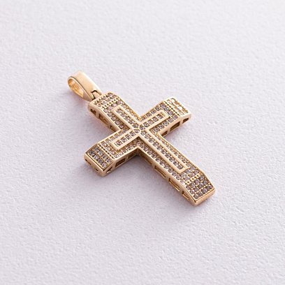 Золотой крестик с фианитами п02259