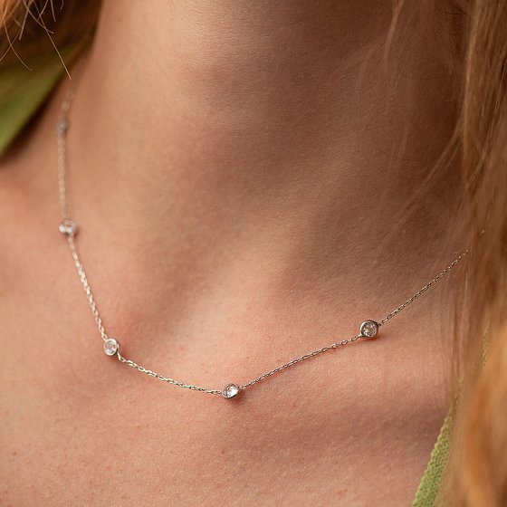 Серебряное колье с фианитами 908-01593 №4