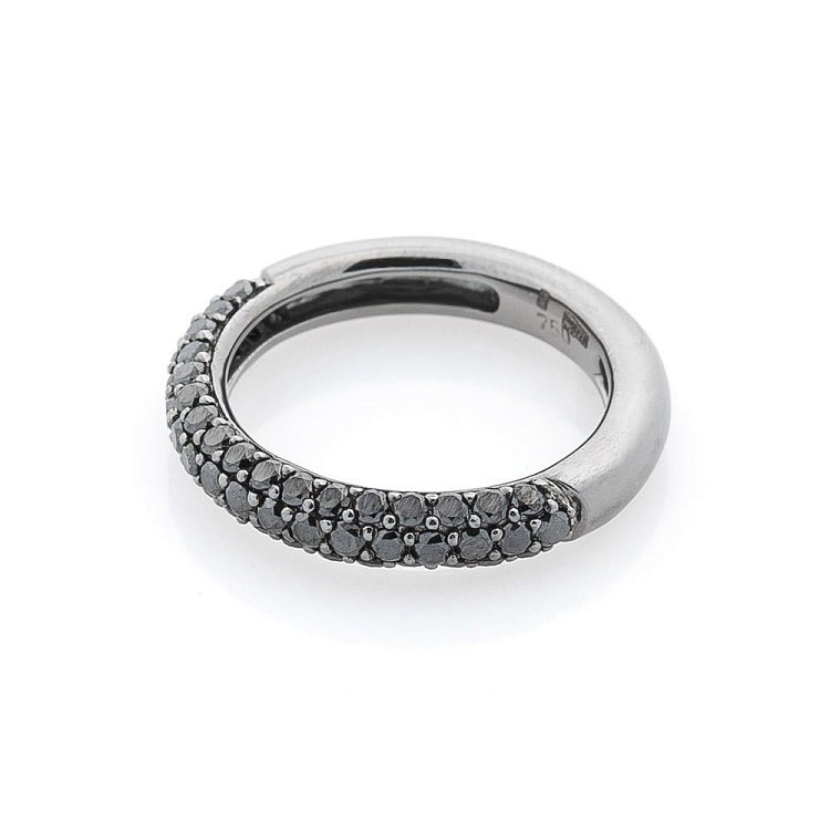 Золотое кольцо с черными бриллиантами кб0119vi - 1 Золотое кольцо с черными бриллиантами кб0119vi от ювелирного магазина Оникс - 1