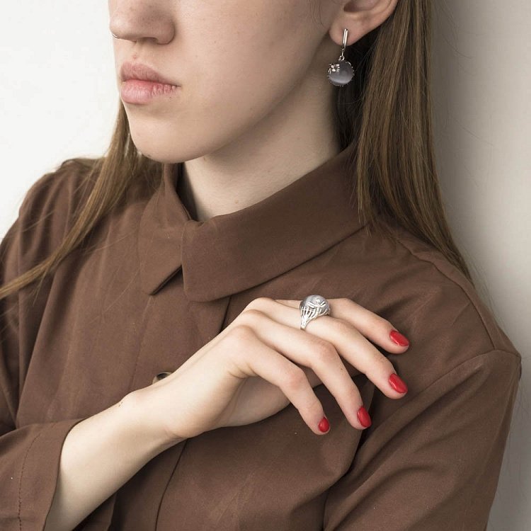 Серебряное кольцо (улексит) 112151 от ювелирного магазина Оникс - 3