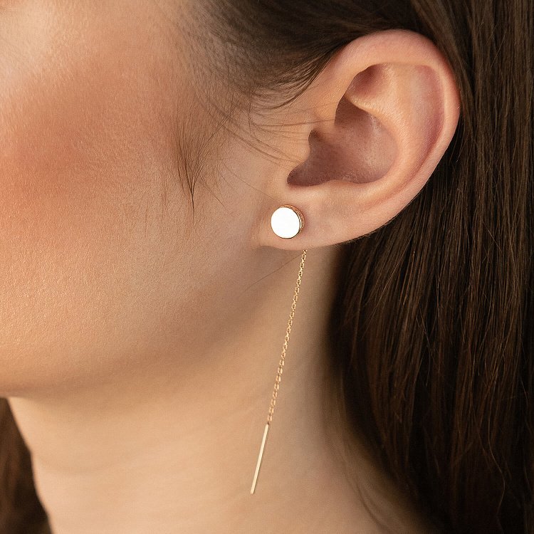 Серьги-протяжки в красном золоте с фианитами с06727 - 2 Серьги-протяжки в красном золоте с фианитами с06727 от ювелирного магазина Оникс - 2