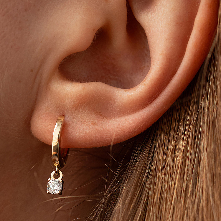 Сережки у жовтому золоті (фіаніти) с09191 від ювелірного магазину Онікс - 1