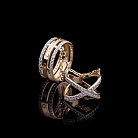 Золотое кольцо на две фаланги с фианитами к03287 от ювелирного магазина Оникс