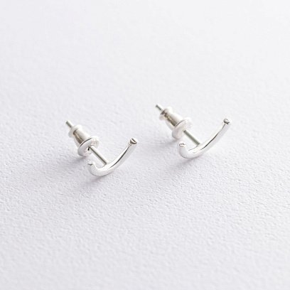 Срібні сережки - пусети "Дуга" 122844 №8